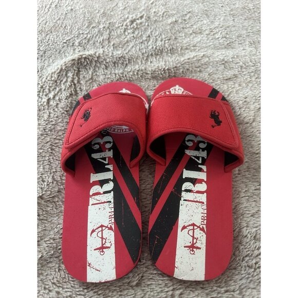 Polo Ralph Lauren Adjustable Catamaran Slide Size 6 Junior Red Sandal - Picture 12 of 14